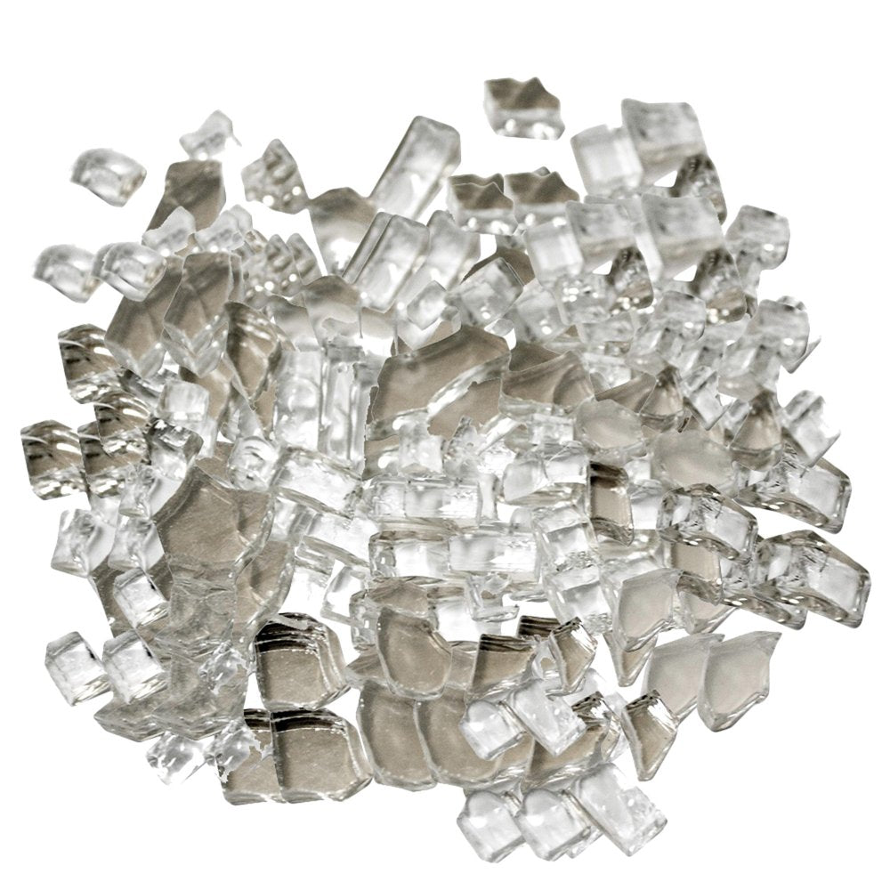 Clear Round Reflective Fire Pit Glass on a white background