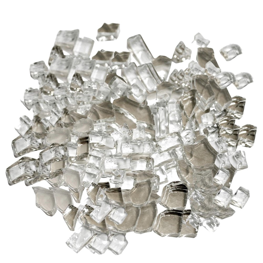 Clear Round Reflective Fire Pit Glass on a white background