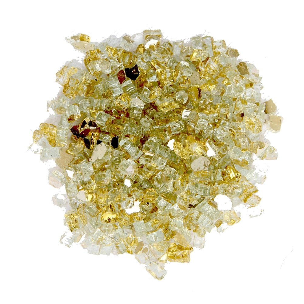 Gold Round Reflective Fire Pit Glass on a white background