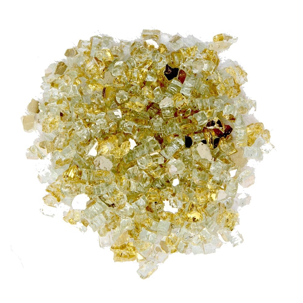 Gold Round Reflective Fire Pit Glass on a white background