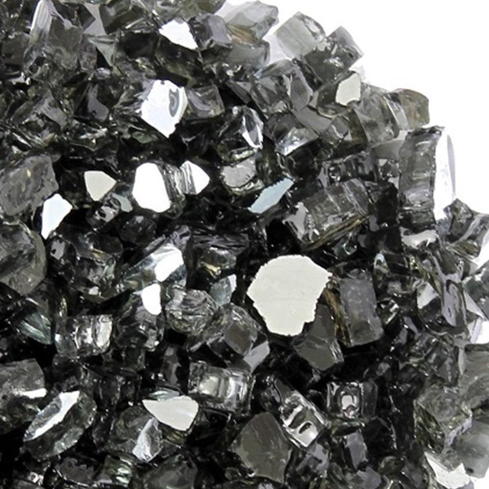 Black Round Reflective Fire Pit Glass