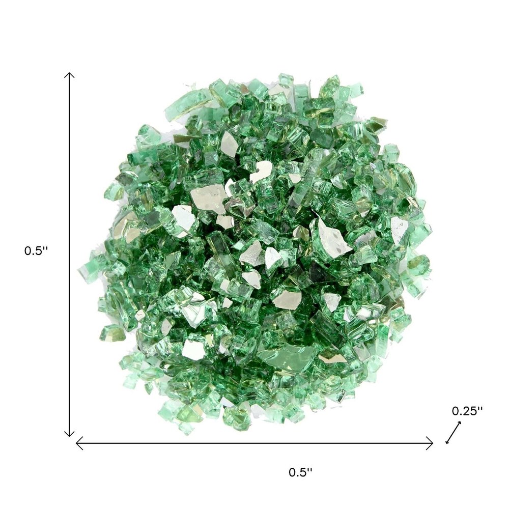 Green Round Reflective Fire Pit Glass on a white background