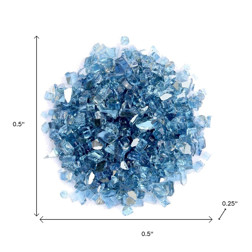 Sky Blue Round Reflective Fire Pit Glass on a white background