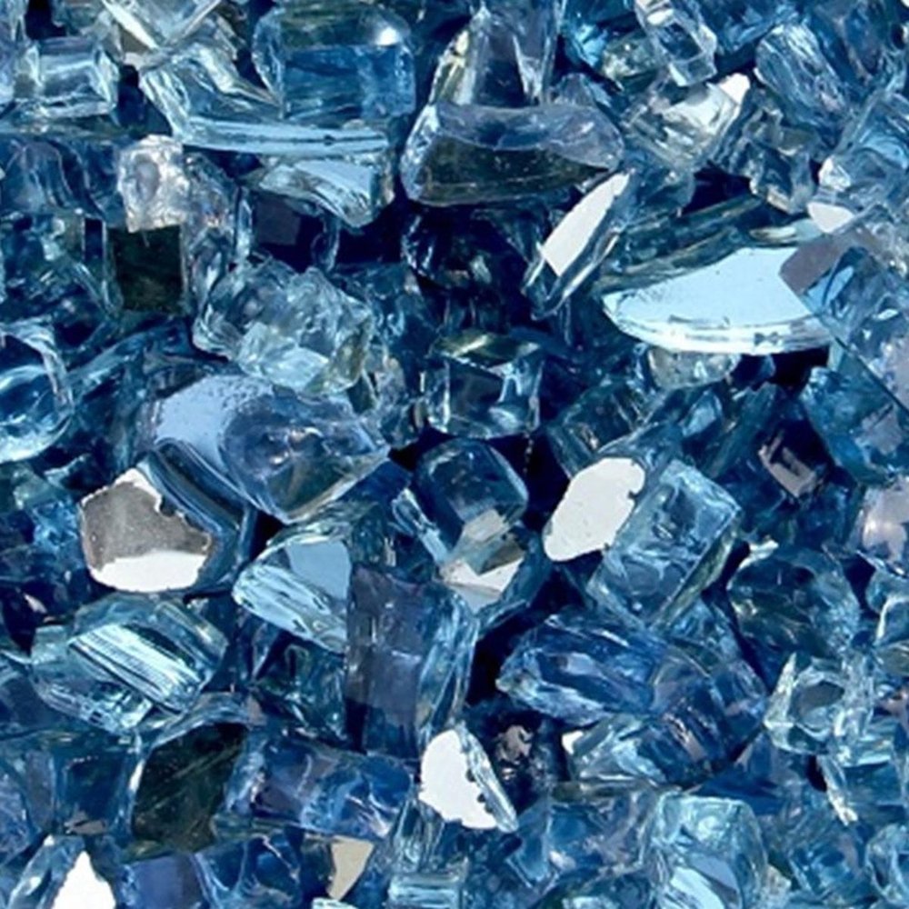 Sky Blue Round Reflective Fire Pit Glass