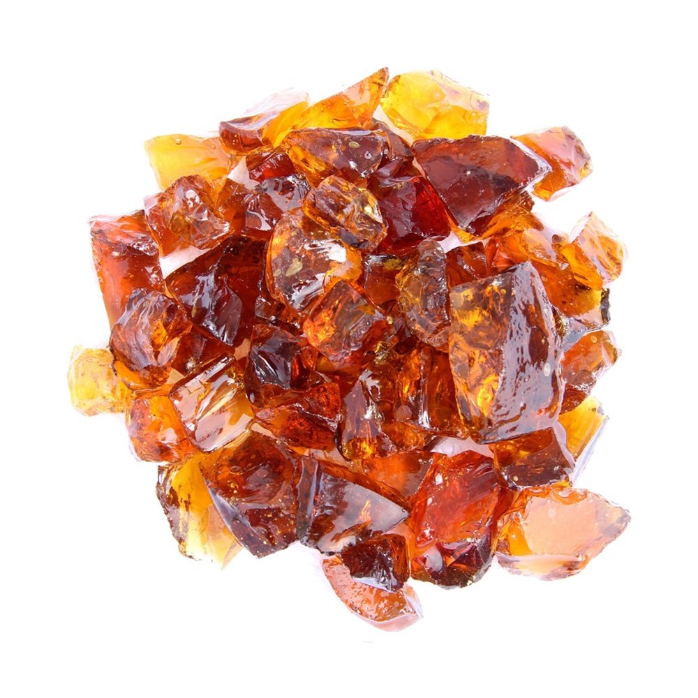 Amber Round Reflective Fire Pit Glass