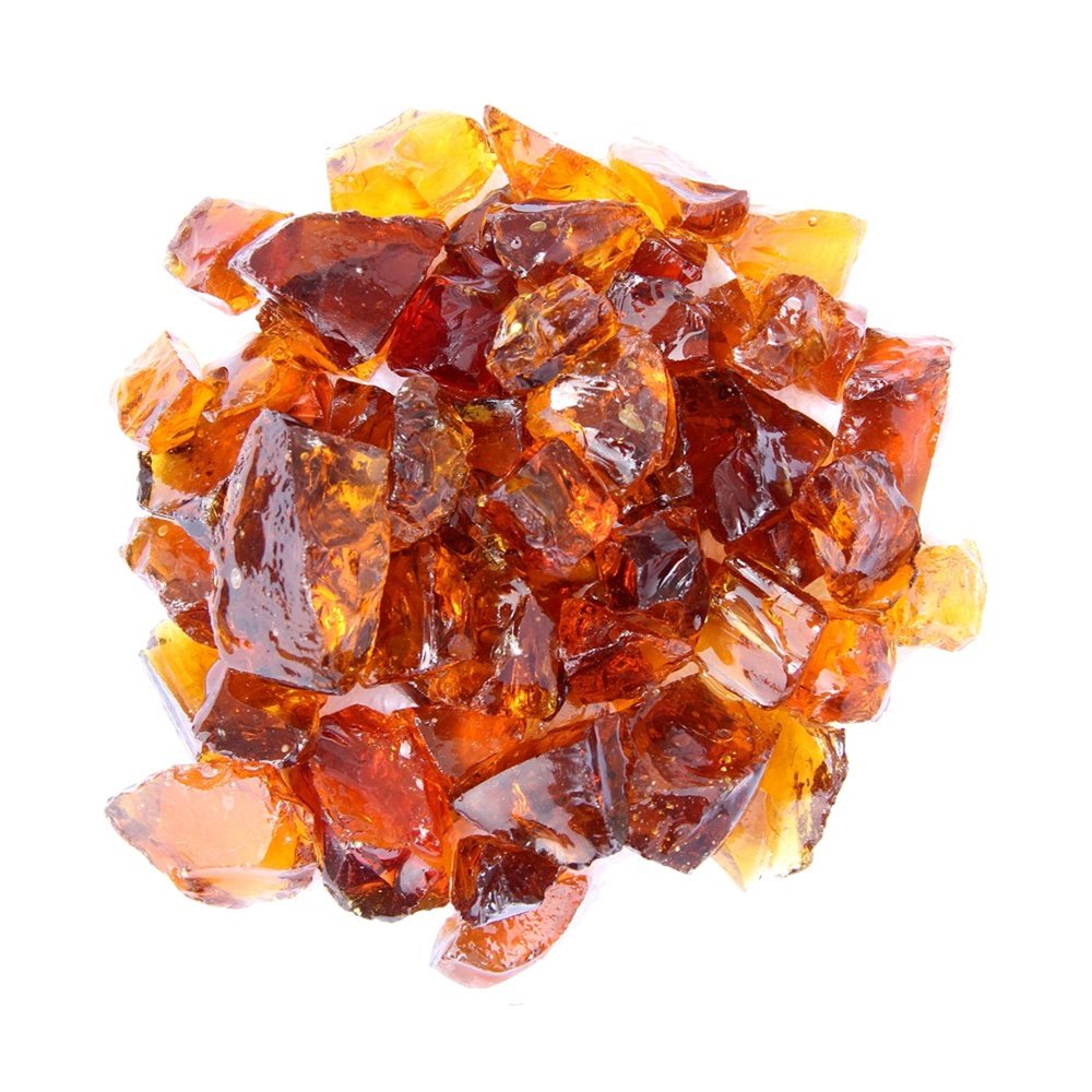 Amber Round Reflective Fire Pit Glass