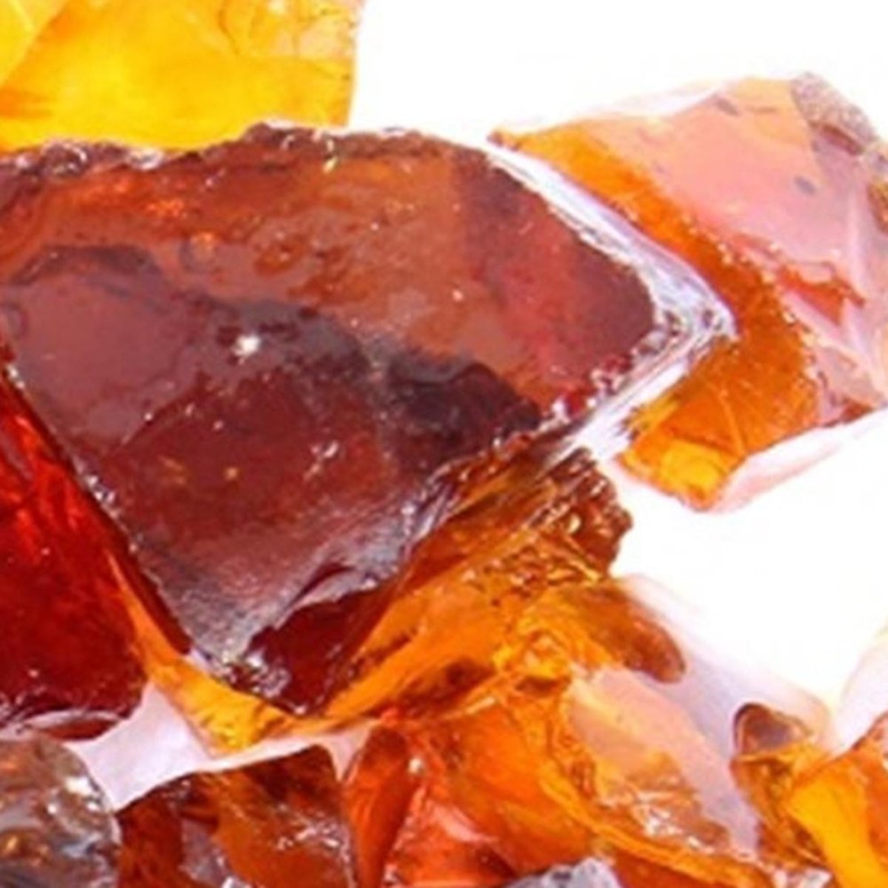Amber Round Reflective Fire Pit Glass close-up detail