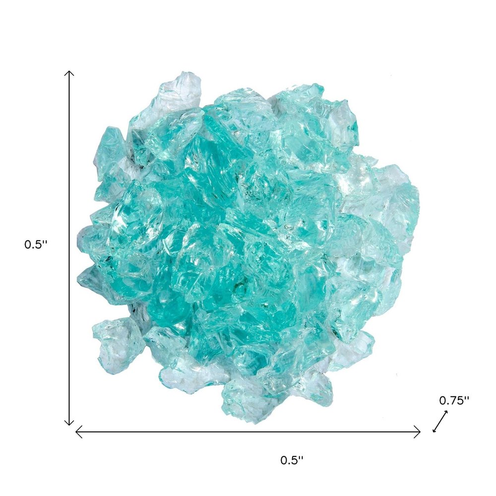 Aqua Round Reflective Fire Pit Glass on a white background