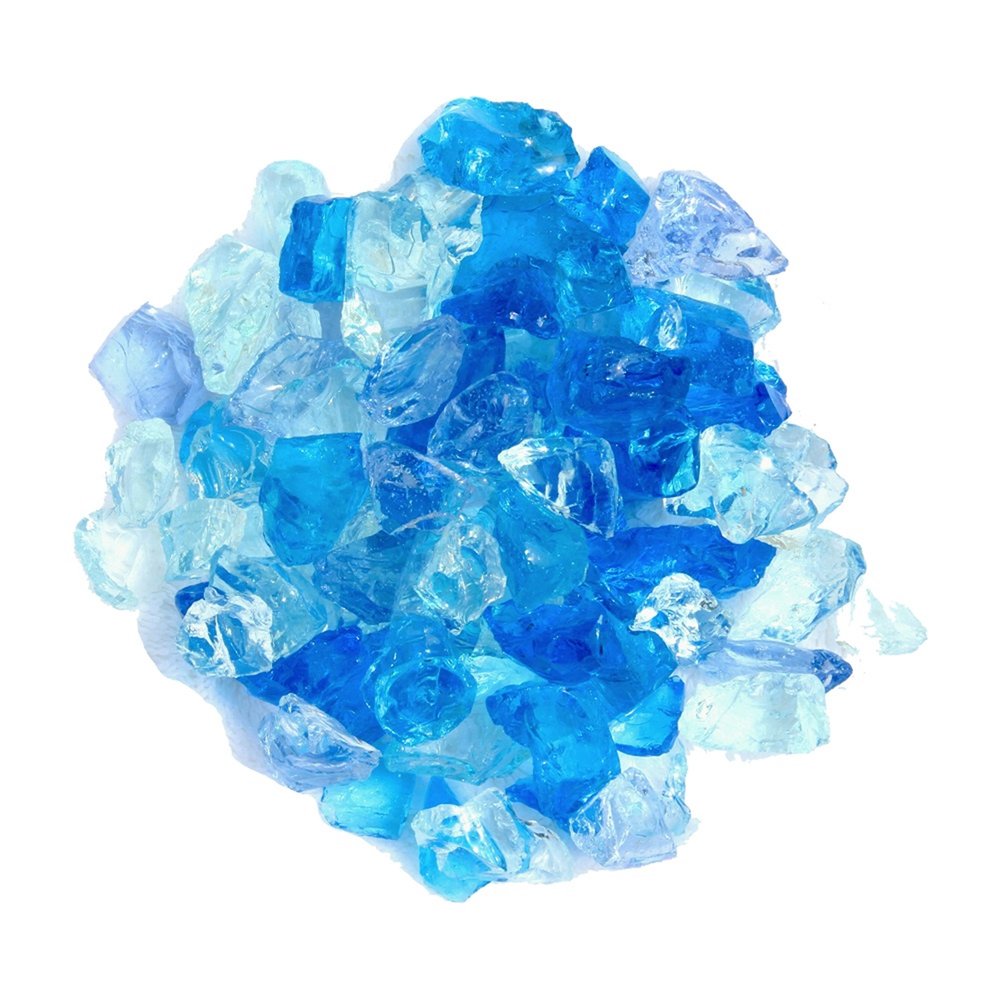 Blue Round Reflective Fire Pit Glass on a white background