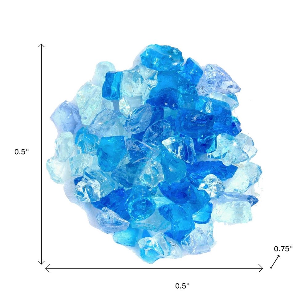 Blue Round Reflective Fire Pit Glass on a white background