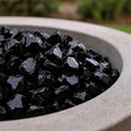 Black Round Reflective Fire Pit Glass