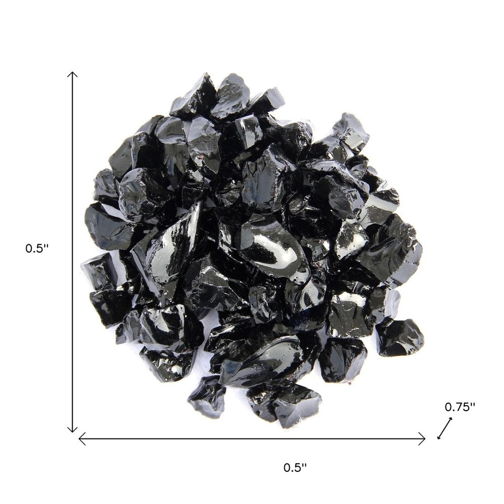 Black Round Reflective Fire Pit Glass on a white background