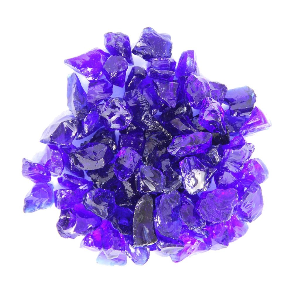 Cobalt Round Reflective Fire Pit Glass on a white background