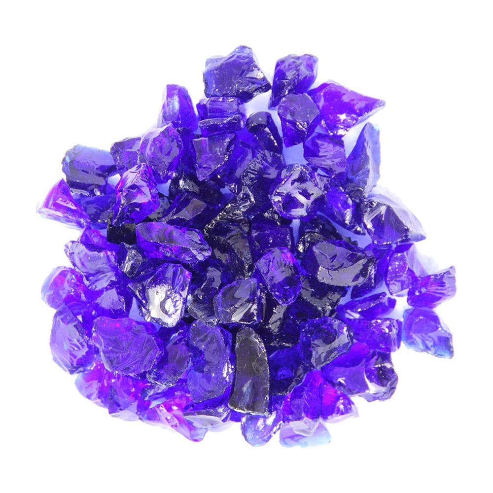 Cobalt Round Reflective Fire Pit Glass on a white background
