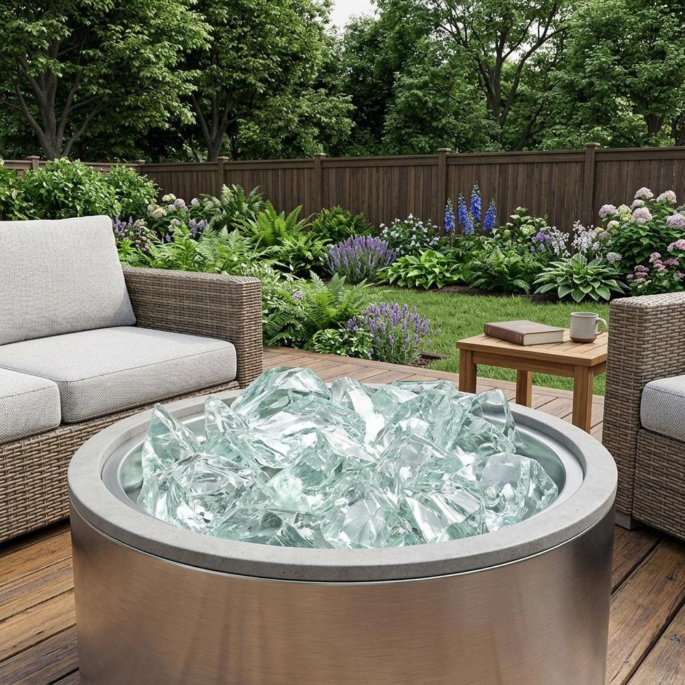 Clear Round Reflective Fire Pit Glass