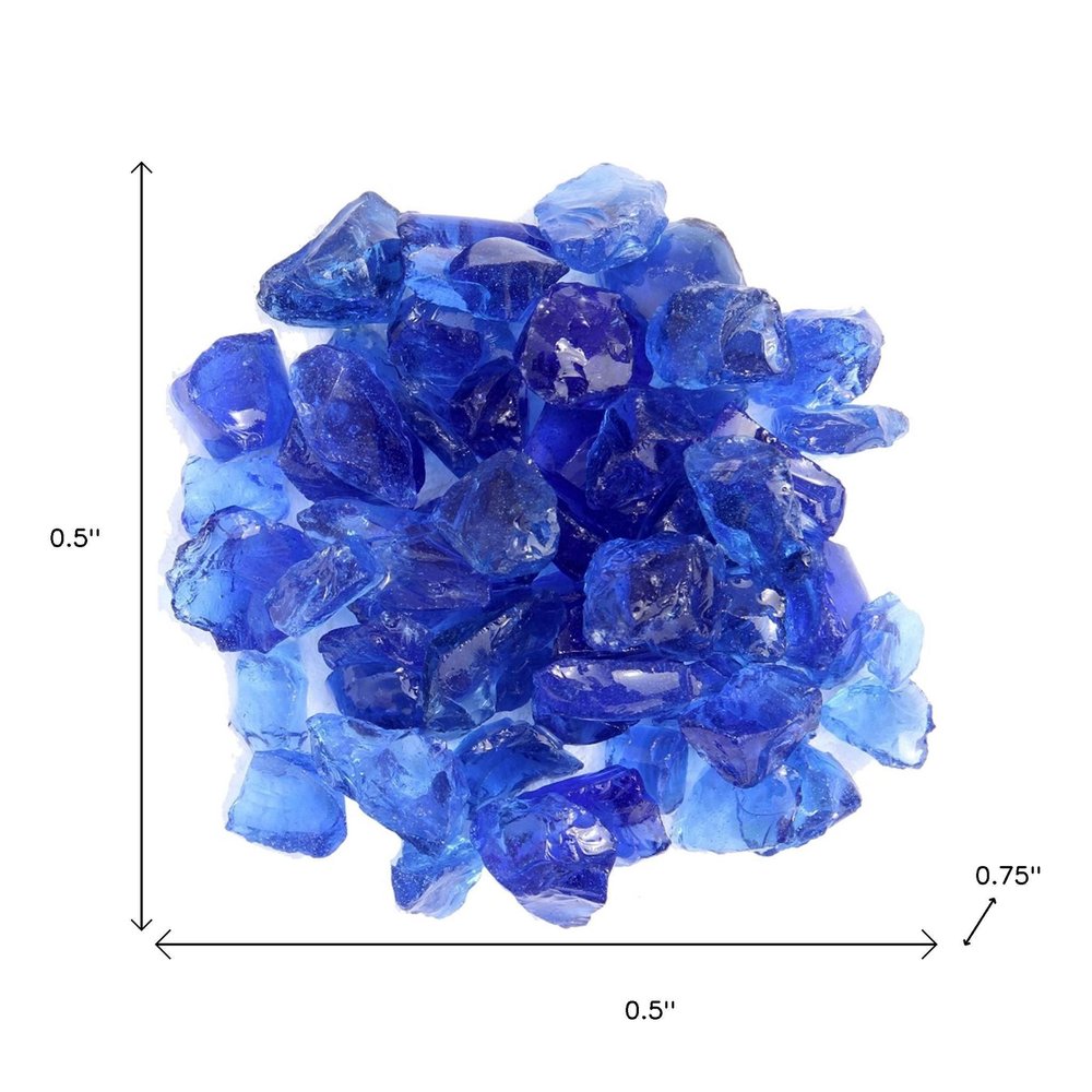 Blue Round Reflective Fire Pit Glass on a white background