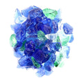 Blue And Green Round Reflective Fire Pit Glass on a white background