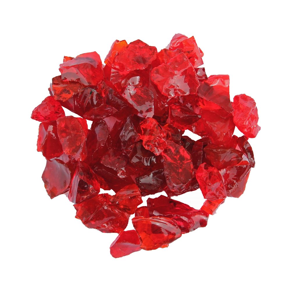 Red Round Reflective Fire Pit Glass on a white background