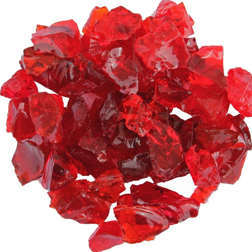 Red Round Reflective Fire Pit Glass on a white background