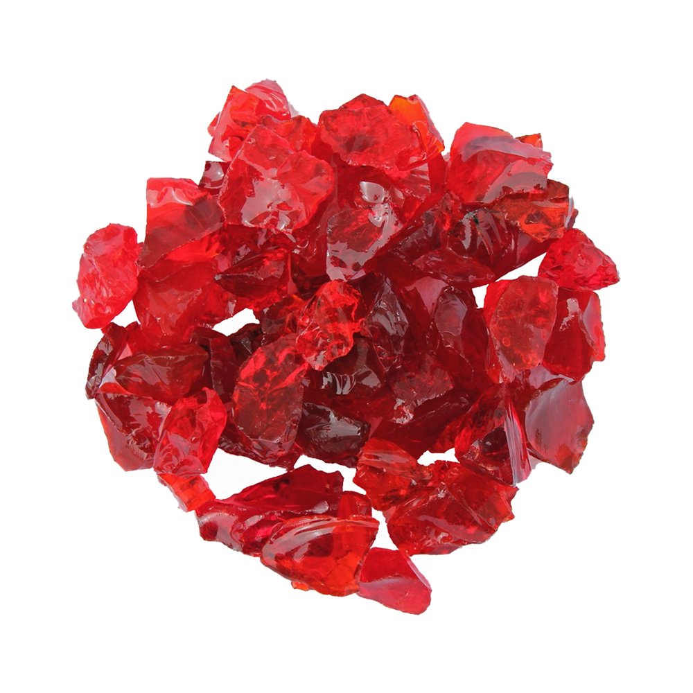 Red Round Reflective Fire Pit Glass on a white background