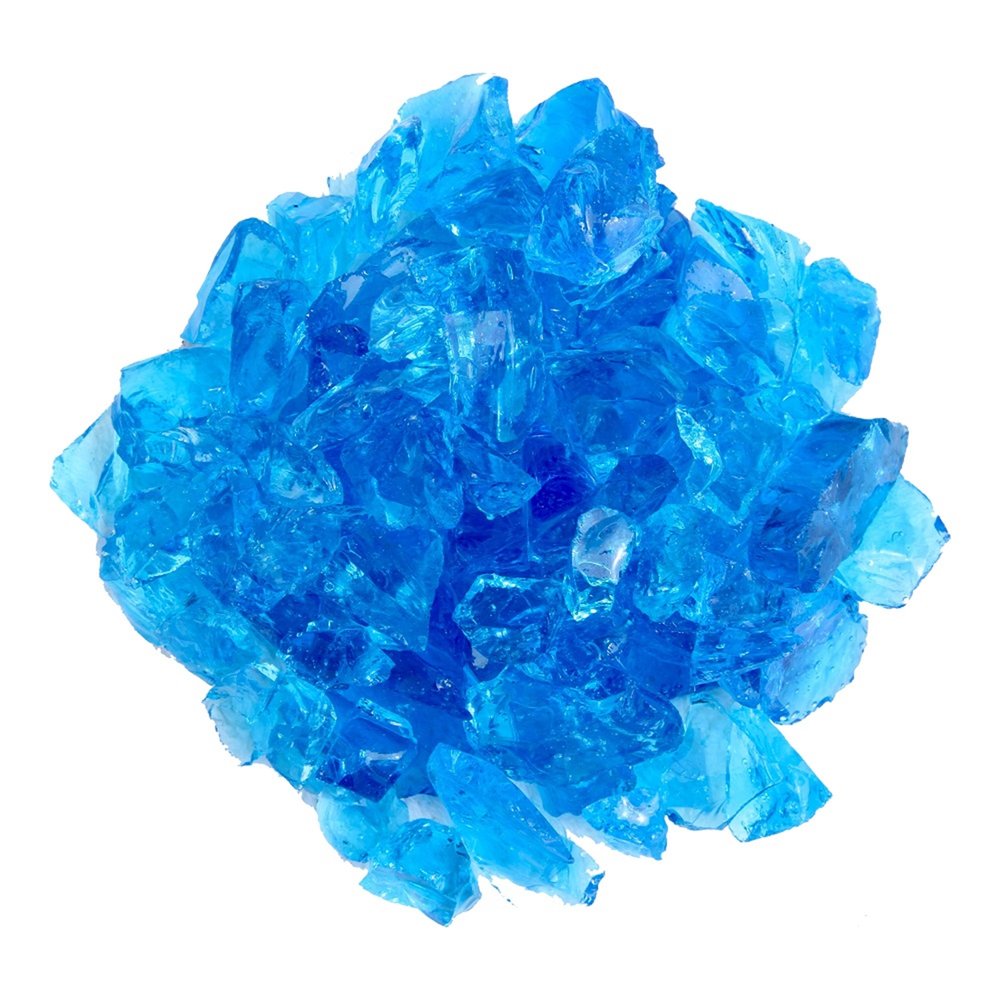 Turquoise Round Reflective Fire Pit Glass on a white background