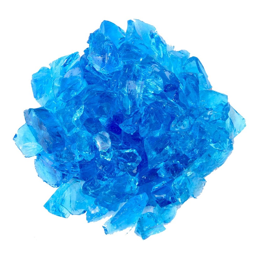 Turquoise Round Reflective Fire Pit Glass on a white background