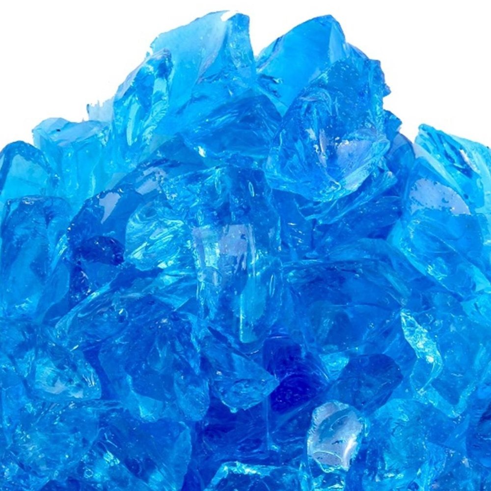 Turquoise Round Reflective Fire Pit Glass close-up detail