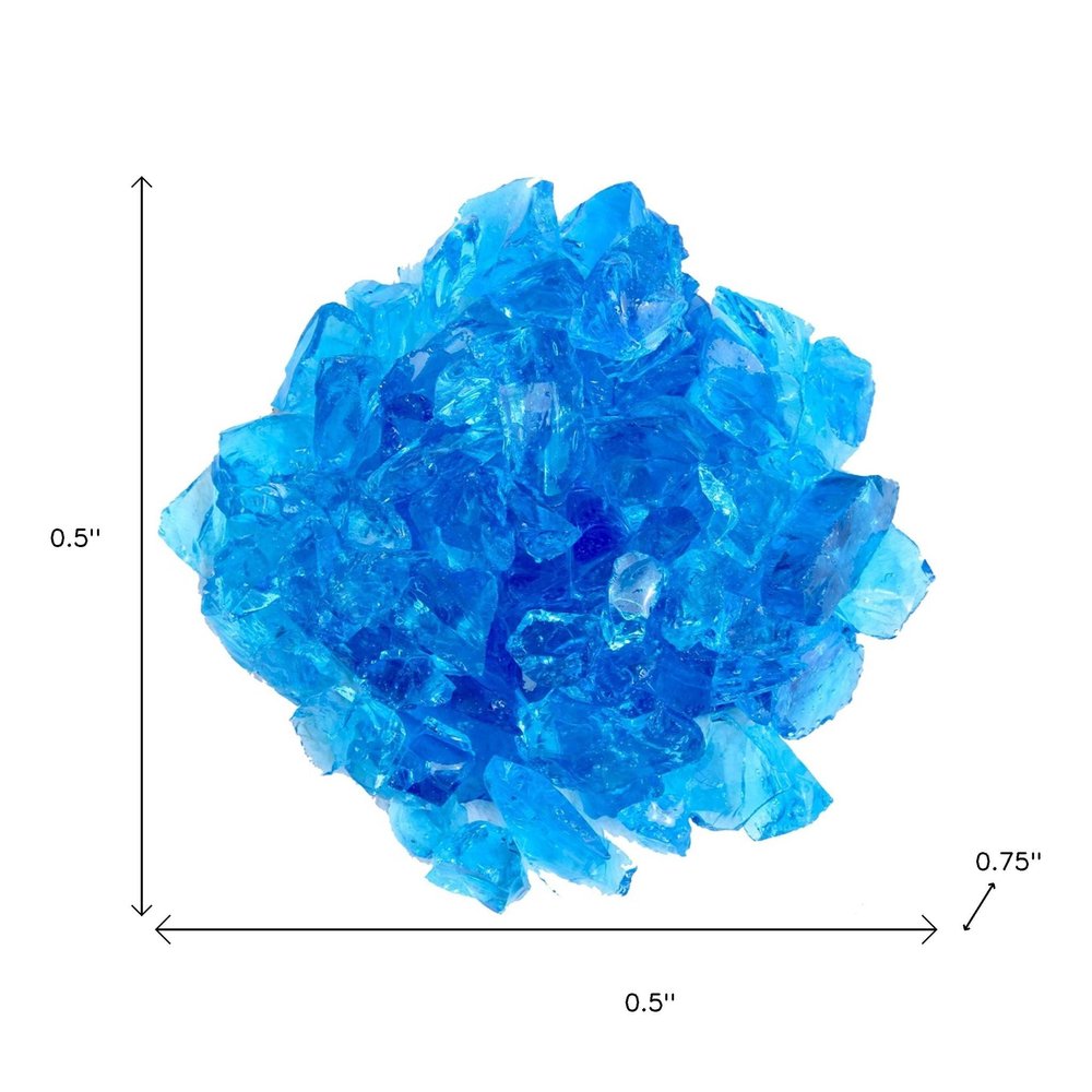 Turquoise Round Reflective Fire Pit Glass on a white background