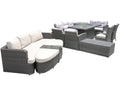Eleven Piece Gray Wicker Multiple Chairs Seating Group With Fire Pit And Table