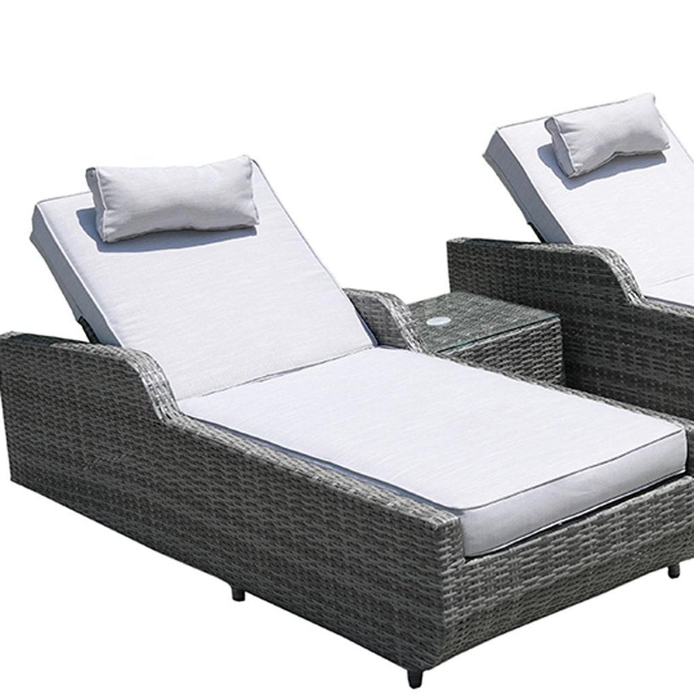 Nine Piece Outdoor Gray Wicker Multiple Chairs Seating Group Fire Pit Included with Gray Cushions