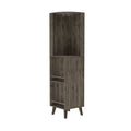 73" Dark Brown Wood Corner Bar Cabinet With One Drawer on a white background
