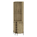 71" Natural Wood Corner Bar Cabinet With Two Doors on a white background