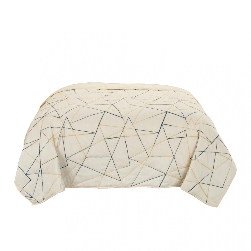Gray And Ivory Abstract King Quilt on a white background