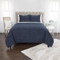Set of Three Indigo Geometric King Quilt close-up detail