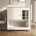 Brown and White Rolling Bar Cart With Wine Storage
