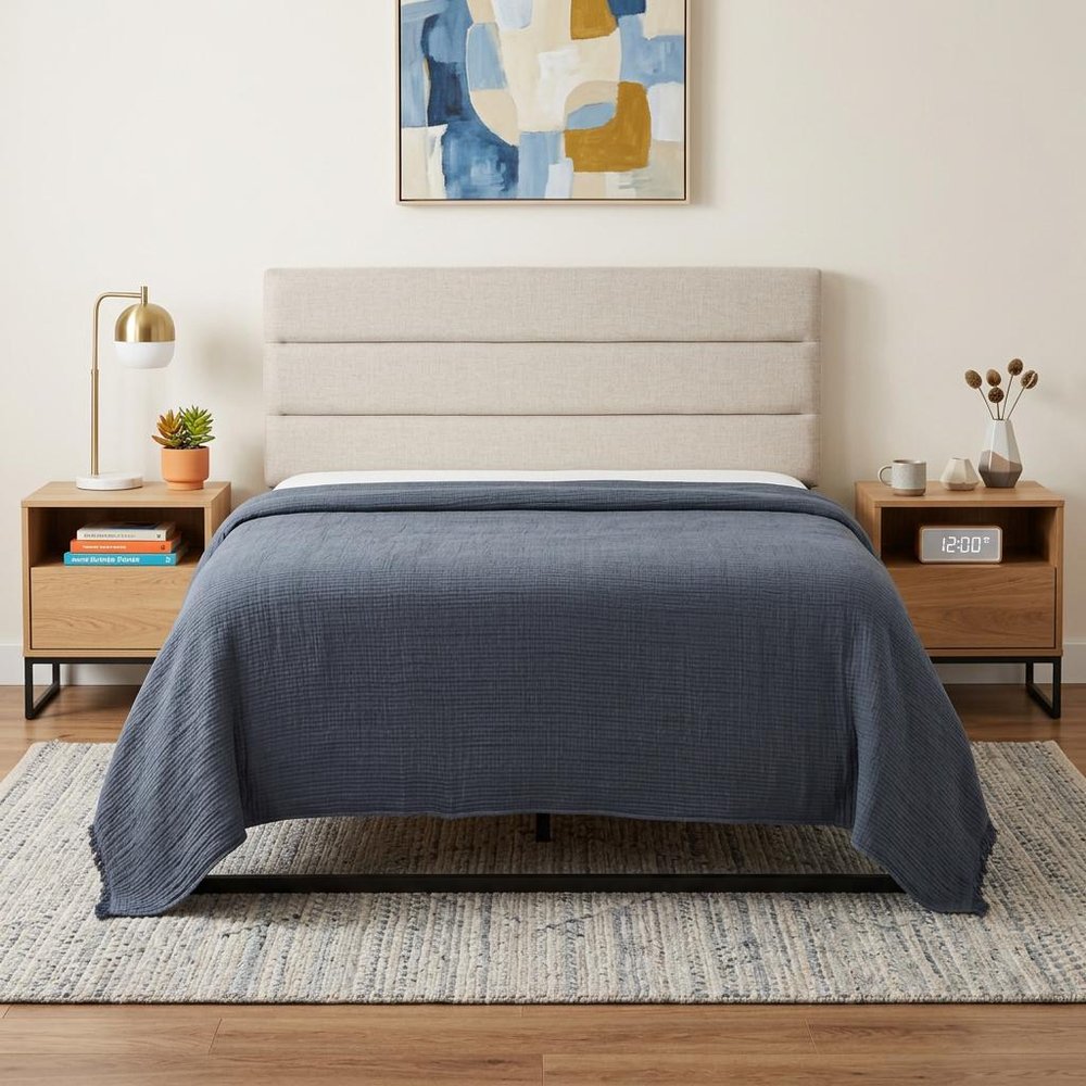 Indigo Checkered King Quilt