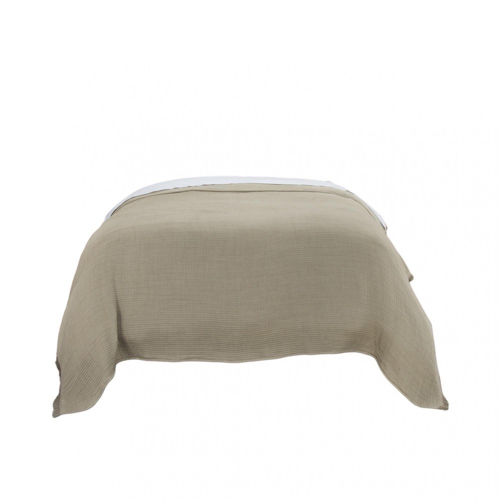 Natural Checkered Queen Quilt on a white background