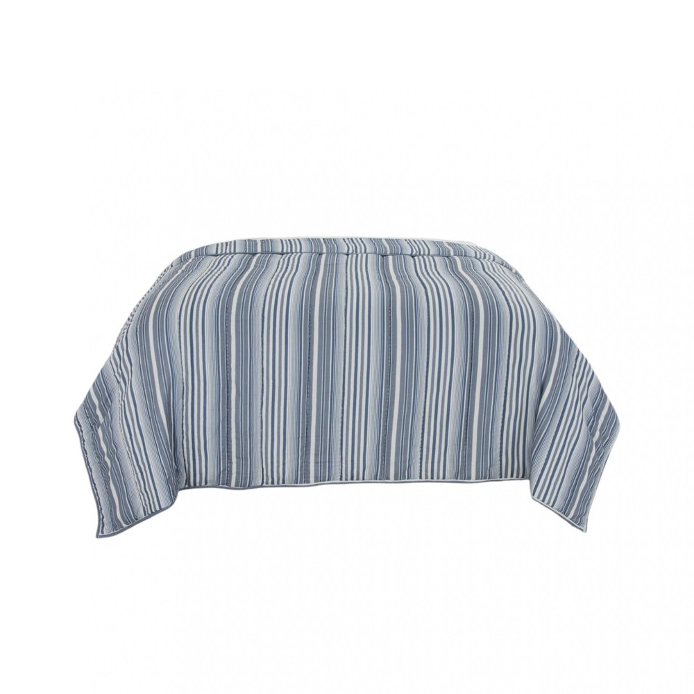 Blue And White Striped Queen Quilt