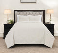 Set of Three Ivory Geometric King Quilt