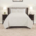 Set of Three Ivory Geometric Queen Quilt