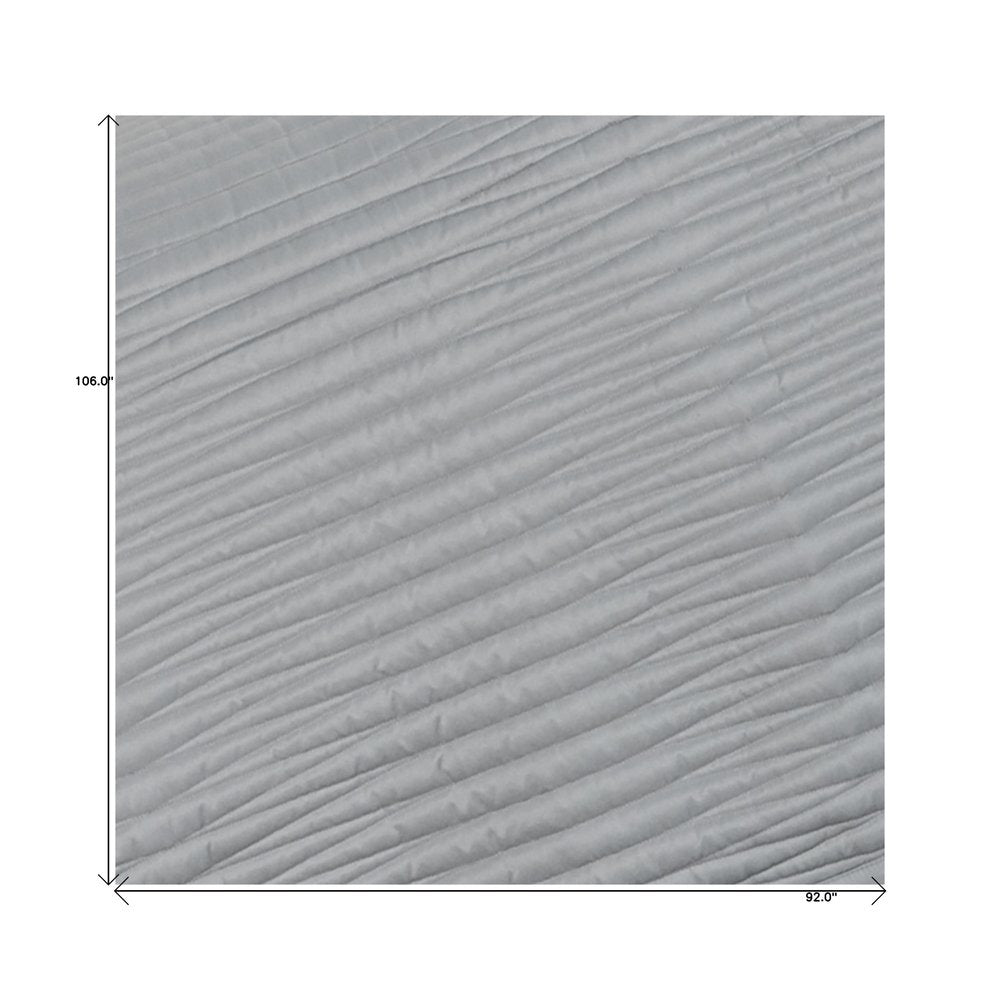 Set of Three Gray Geometric King Quilt on a white background