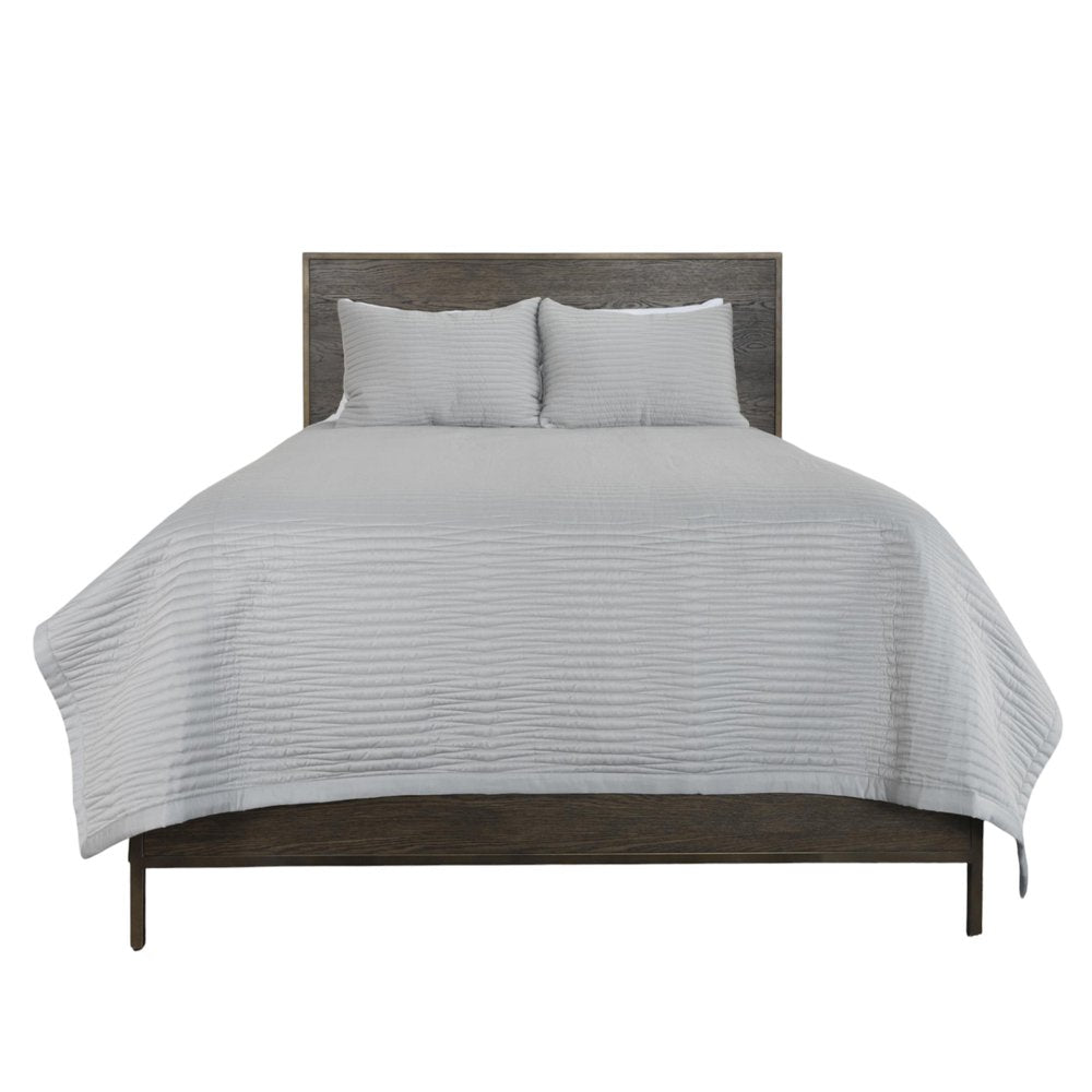 Set of Three Gray Geometric King Quilt on a white background
