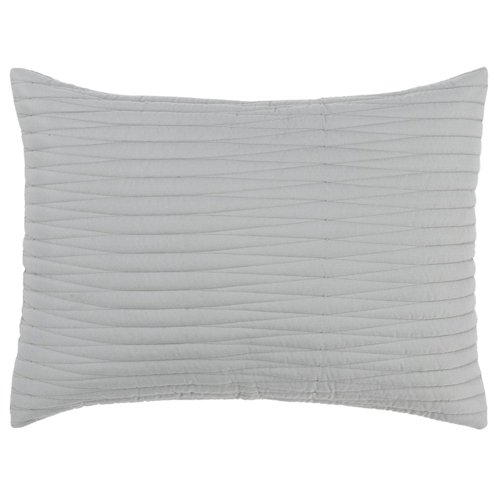 Set of Three Gray Geometric King Quilt on a white background