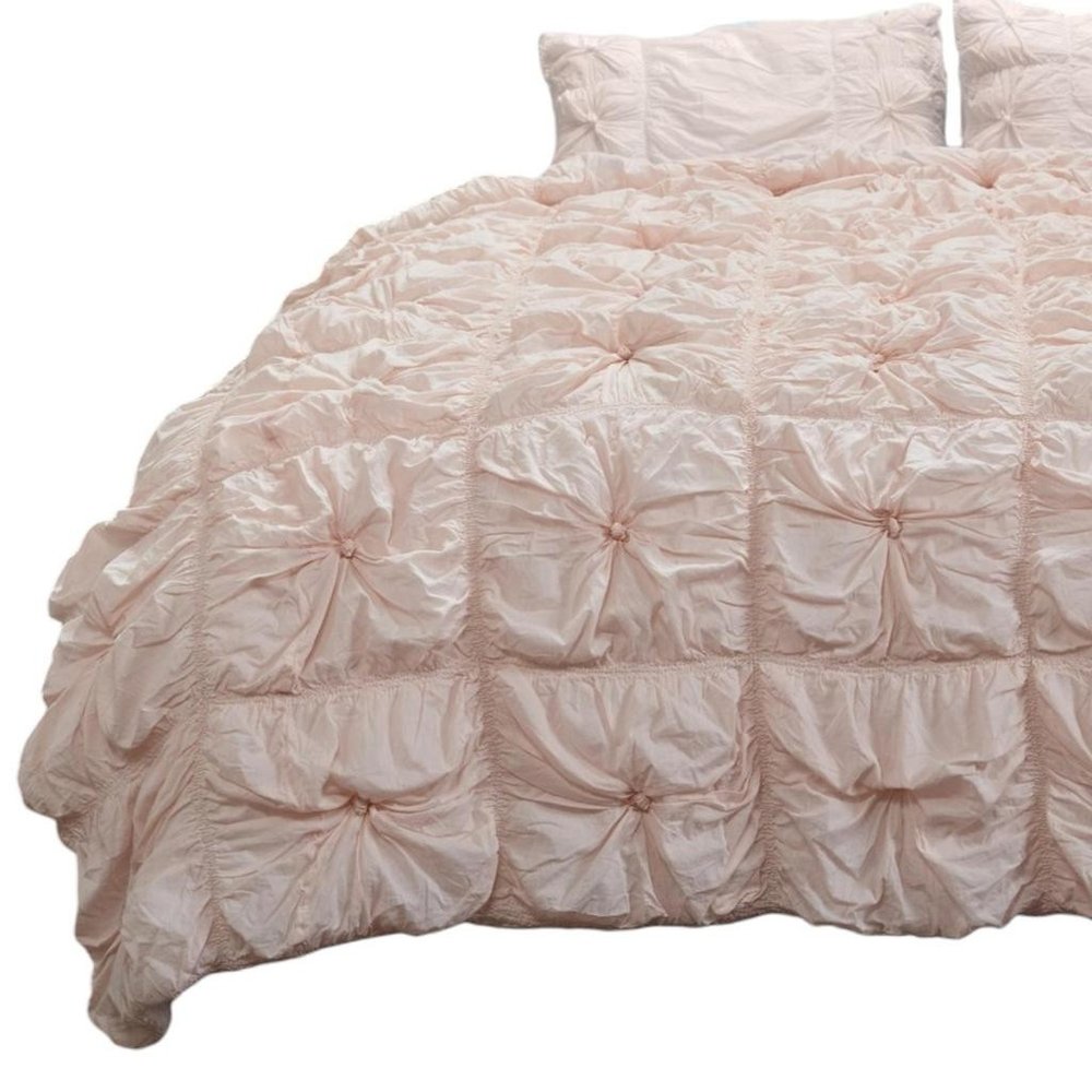 Pink Twin Cotton Blend Washable Polyester Down Alternative Comforter Set With Sham