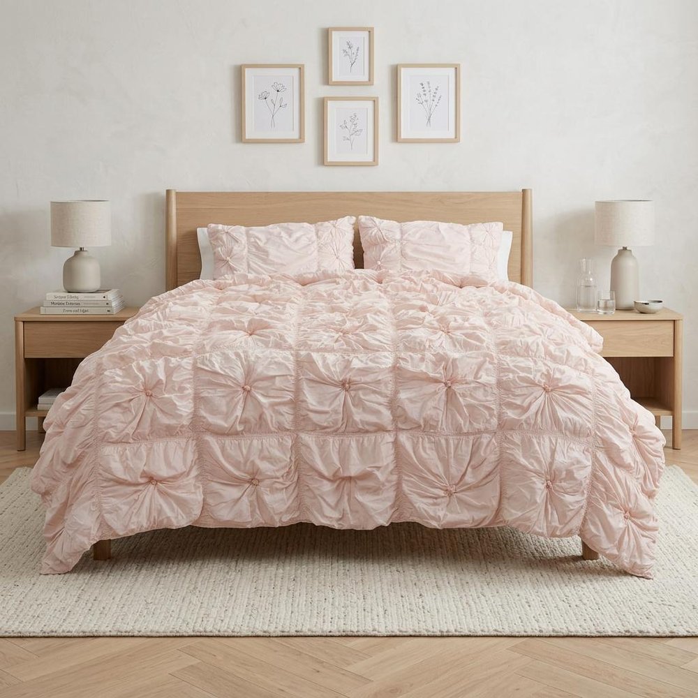 Pink Queen Cotton Blend Washable Polyester Down Alternative Comforter Set on a white background