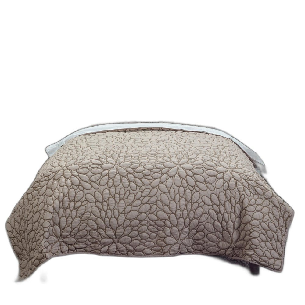 Blush Floral Queen Quilt on a white background