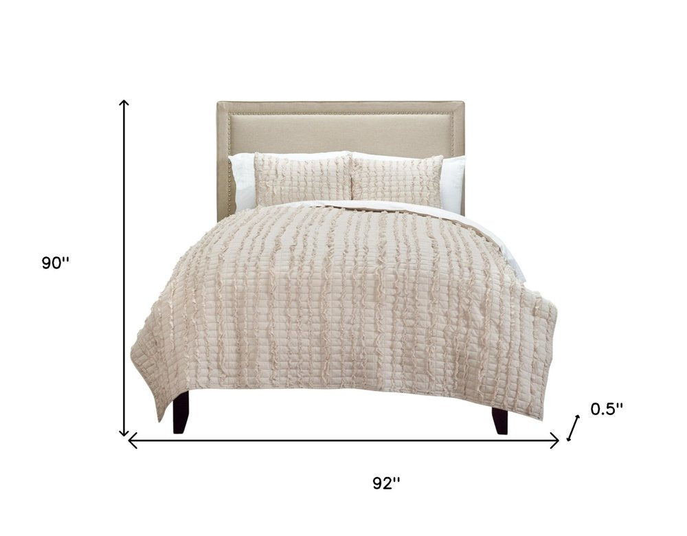 Blush Striped Queen Quilt on a white background