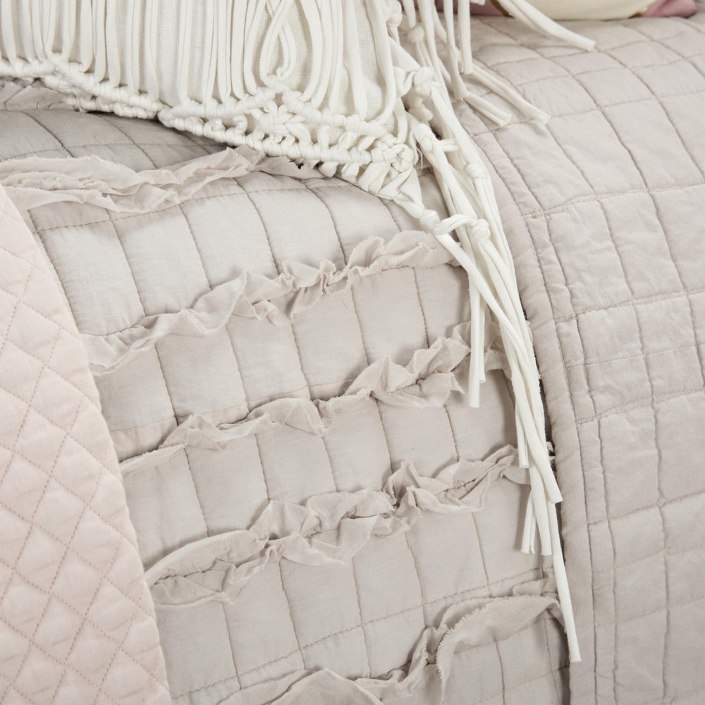 Blush Striped Queen Quilt on a white background
