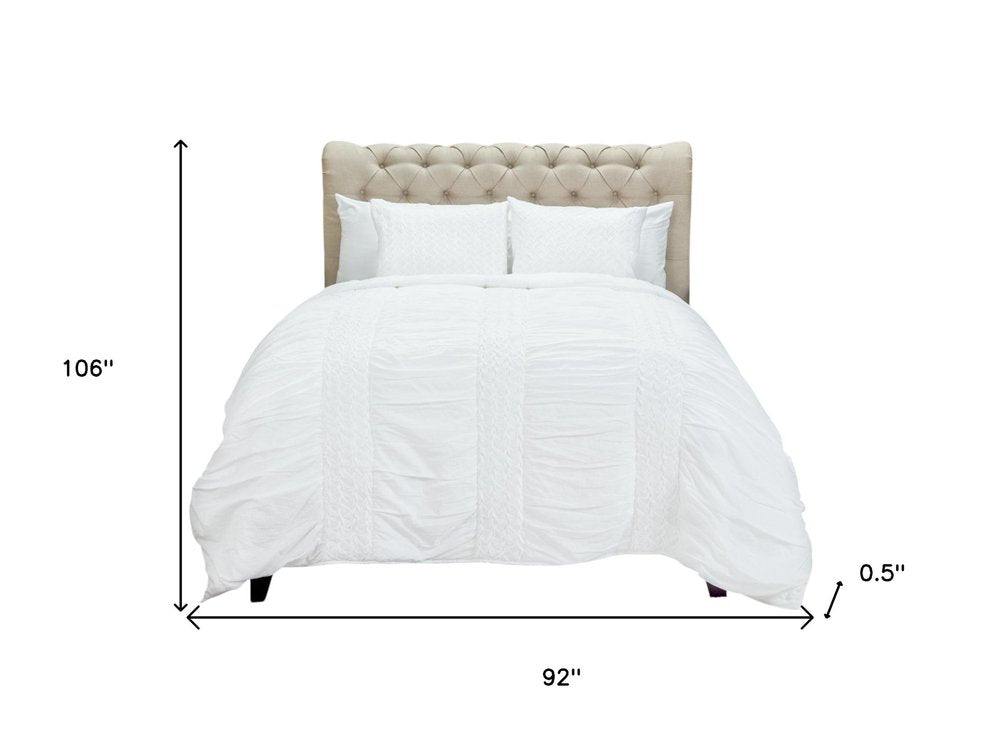 White Geometric King Quilt on a white background