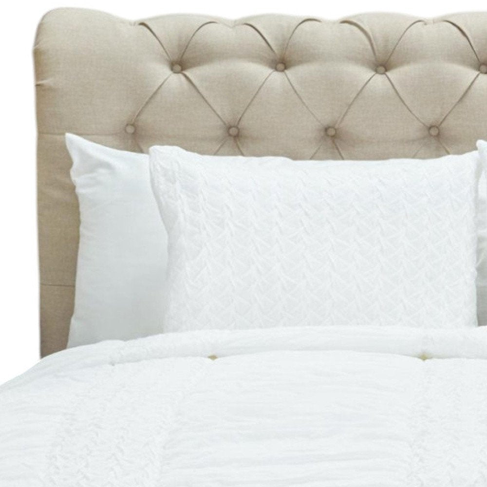 White Geometric Twin Quilt on a white background